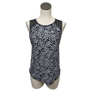 Lululemon‎ Sculpt Tank Womens Size 4 Posey Black White Black Floral Workout Gym